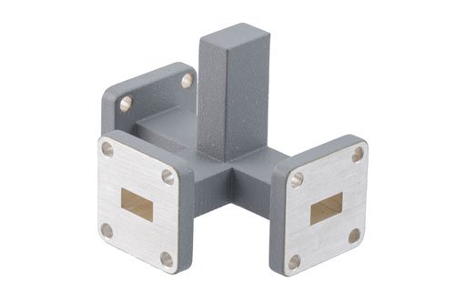 2 Way WR-34 Waveguide Power Divider UG Square Cover Flange From 27 GHz to 31 GHz, Brass