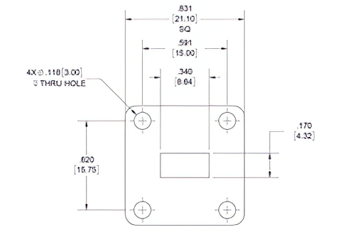 WR-34 Waveguide Shim, UG-Cover Square flange, 4mm Brass