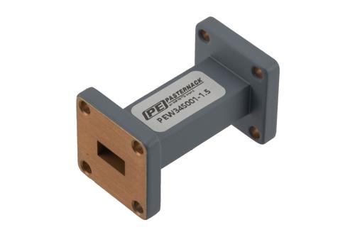 WR-34 Straight Waveguide Section 1.5 Inch Length, UG Square Cover Flange from 22 GHz to 33 GHz in Aluminum