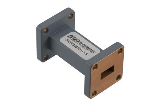 WR-34 Straight Waveguide Section 1.5 Inch Length, UG Square Cover Flange from 22 GHz to 33 GHz in Aluminum
