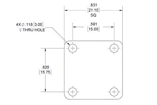 WR-34 Waveguide Short Plate, UG-Cover Square Flange, 4mm Copper
