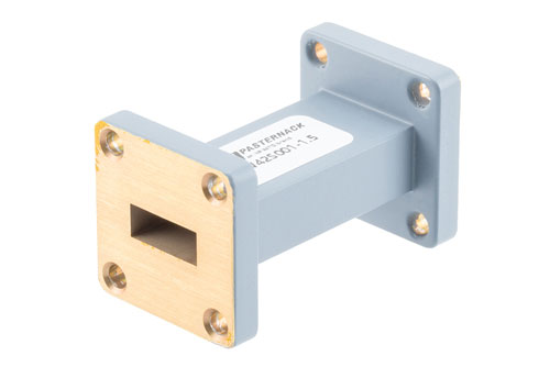 WR-42 Straight Waveguide Section 1.5 Inch Length, UG-595/U Cover Flange from 18 GHz to 26.5 GHz in Aluminum