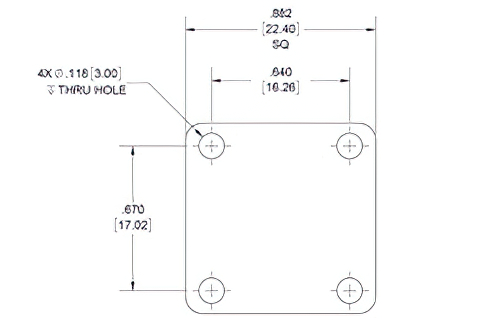 WR-42 Waveguide Short Plate, UG-Cover Square Flange, 4mm Copper