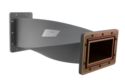WR-430 90 Degree Waveguide Right Hand Twist With a UG Cover and Grooved Flanges Operating From 1.72 GHz to 2.61 GHz