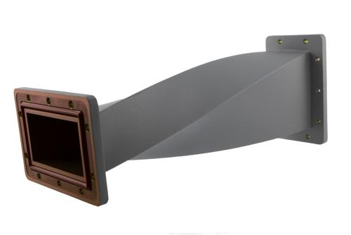 WR-430 90 Degree Waveguide Right Hand Twist With a UG Cover and Grooved Flanges Operating From 1.72 GHz to 2.61 GHz