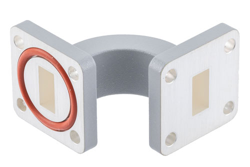 WR-51 Waveguide E-Bend with UBR180 and PBR180 Flange Operating from 14.5 GHz to 22 GHz