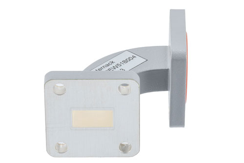 WR-51 Waveguide H-Bend with UBR180 and PBR180 Flange Operating from 14.5 GHz to 22 GHz
