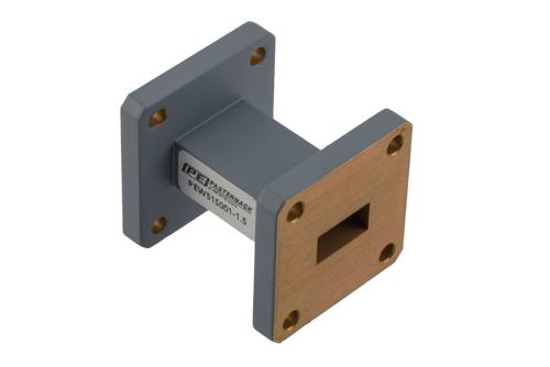 WR-51 Straight Waveguide Section 1.5 Inch Length, UG Square Cover Flange from 15 GHz to 22 GHz in Aluminum