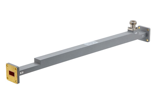 WR-62 Waveguide 10 dB Broadwall Coupler, UG Cover Flange, N-Type Female Coupled Port, 11.9 GHz to 18 GHz, Copper