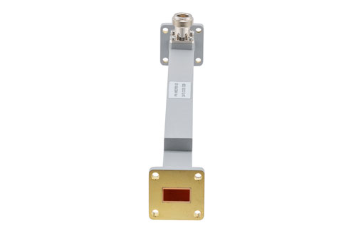 WR-62 Waveguide 20 dB Broadwall Coupler, UG Cover Flange, N-Type Female Coupled Port, 11.9 GHz to 18 GHz, Copper