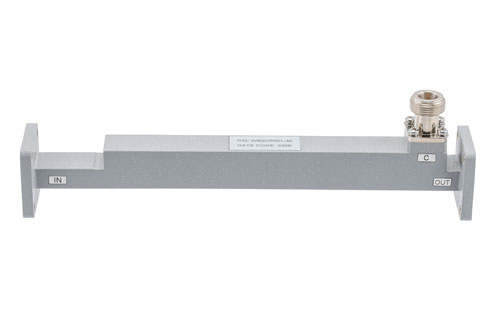 WR-62 Waveguide 40 dB Broadwall Coupler, UG Cover Flange, N-Type Female Coupled Port, 11.9 GHz to 18 GHz, Copper