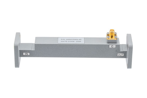 WR-62 Waveguide 40 dB Broadwall Coupler, UG Cover Flange, SMA Female Coupled Port, 11.9 GHz to 18 GHz, Copper