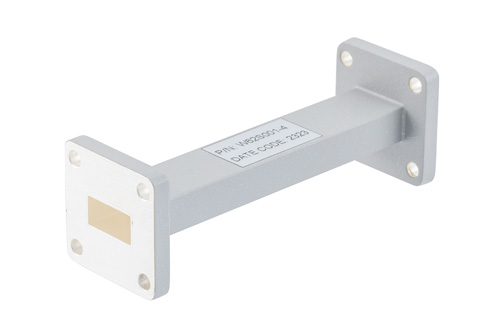 WR-62 Straight Waveguide Section 4 Inch Length, UG Square Cover and Grooved Flange from 11.9 GHz to 18 GHz