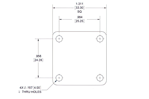 WR-62 Waveguide Short Plate, UG-Cover Square Flange, 5mm Copper