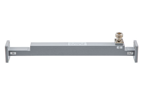 WR-75 Waveguide 40 dB Broadwall Coupler, UG Cover Flange, N-Type Female Coupled Port, 9.84 GHz to 15 GHz, Copper