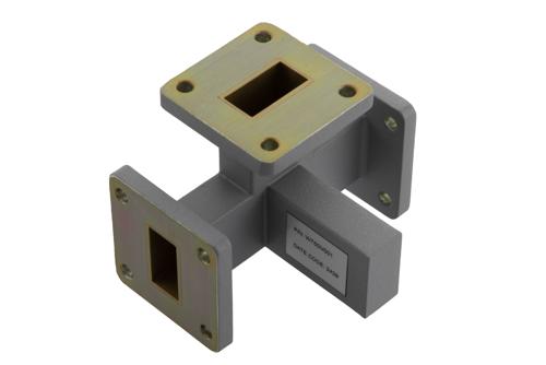 2 Way WR-75 Waveguide Power Divider UG Square Cover Flange From 13.75 GHz to 14.5 GHz, Aluminum