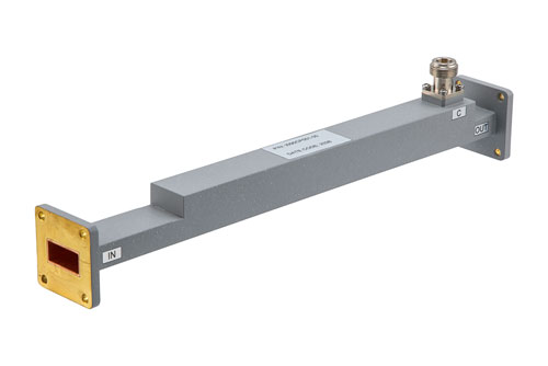 WR-90 Waveguide 30 dB Broadwall Coupler, UG Cover Flange, N-Type Female Coupled Port, 8.2 GHz to 12.5 GHz, Copper