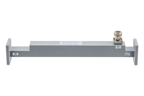WR-90 Waveguide 60 dB Broadwall Coupler, UG Cover Flange, N-Type Female Coupled Port, 8.2 GHz to 12.5 GHz, Copper
