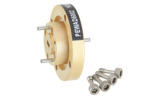 WR-15 Waveguide Bulkhead Adapter UG-385/U Round Cover Flange, 50 GHz to 75 GHz