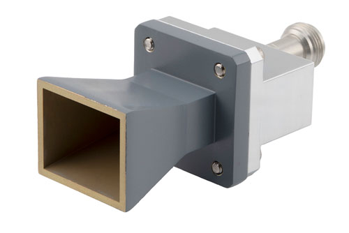 WR-75 Standard Gain Horn with 10 dBi gain, End Launch N Female connector