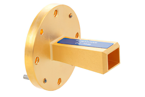 WR-19 Waveguide Standard Gain Horn Antenna Operating from 40 GHz to 60 GHz with a Nominal 10 dBi Gain with UG-383/U-Mod Round Cover Flange