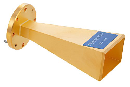 WR-19 Waveguide Standard Gain Horn Antenna Operating from 40 GHz to 60 GHz with a Nominal 20 dBi Gain with UG-383/U-Mod Round Cover Flange