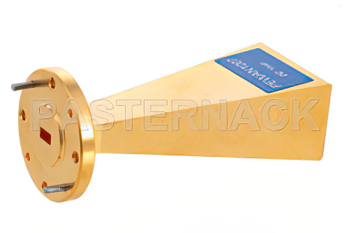 WR-19 Waveguide Standard Gain Horn Antenna Operating from 40 GHz to 60 GHz with a Nominal 20 dBi Gain with UG-383/U-Mod Round Cover Flange