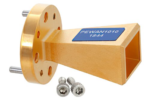 WR-15 Waveguide Standard Gain Horn Antenna Operating from 50 GHz to 75 GHz with a Nominal 15 dBi Gain with UG-385/U-Mod Round Cover Flange