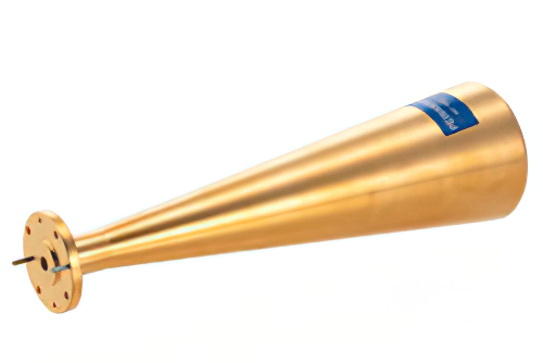 WR-19 Waveguide Conical Gain Horn Antenna Operating from 50 GHz to 58 GHz with a Nominal 25 dBi Gain with UG-383/U-Mod Round Cover Flange