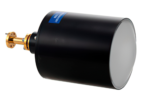 WR-12 Waveguide Lens Horn Antenna Operating from 72 GHz to 82 GHz with a Nominal 32 dBi Gain with UG-387/U Round Cover Flange