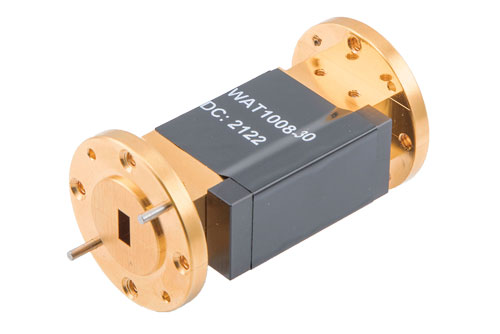 WR-22 Waveguide Fixed Attenuator, 30 dB, from 33 GHz to 50 GHz, UG-383/U Round Cover Flange, 4W Power
