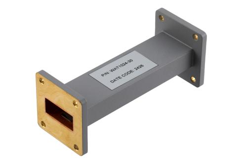 WR-112 Waveguide Fixed Attenuator, 30 dB, from 6.57 GHz to 9.99 GHz, UG-51/U Square Cover Flange, Rated to 2 Watt