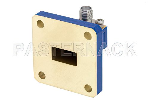 WR-51 Square Cover Flange to SMA Female Waveguide to Coax Adapter Operating from 15 GHz, 22 GHz