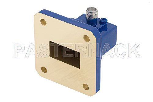 WR-75 Square Cover Flange to SMA Female Waveguide to Coax Adapter Operating from 10 GHz to 15 GHz