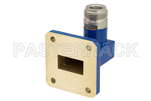 WR-75 Square Cover Flange to N Female Waveguide to Coax Adapter Operating from 10 GHz to 15 GHz