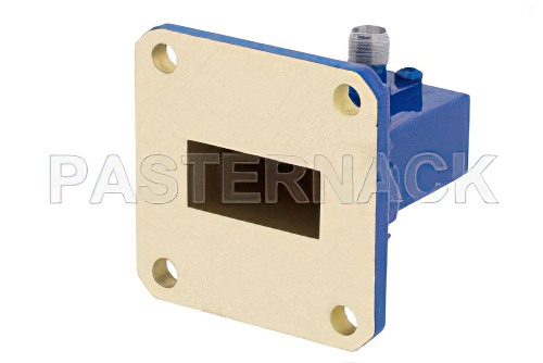 WR-90 UG-39/U Square Cover Flange to SMA Female Waveguide to Coax Adapter Operating from 8.2 GHz to 12.4 GHz