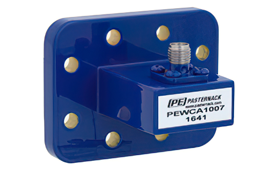 WR-90 CPR-90G Grooved Flange to SMA Female Waveguide to Coax Adapter Operating From 8.2 GHz to 12.4 GHz, X Band