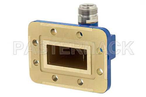 WR-137 CPR-137G Grooved Flange to N Female Waveguide to Coax Adapter Operating from 5.85 GHz to 8.2 GHz