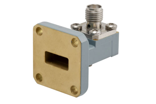 WR-42 UG-595/U Square Cover Flange to SMA Female Waveguide to Coax Adapter Operating From 18 GHz to 26.5 GHz, K Band