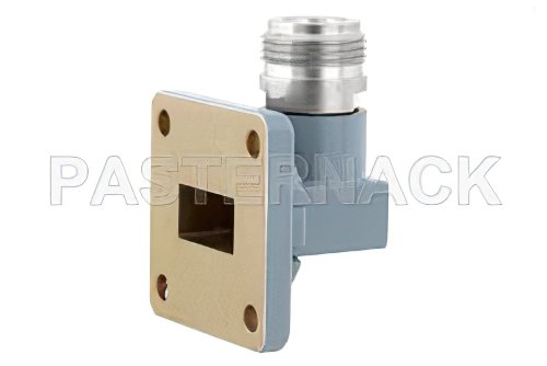 WR-62 UG-1665/U Square Cover Flange to N Female Waveguide to Coax Adapter Operating from 12.4 GHz to 18 GHz