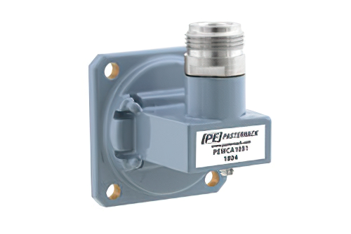 WR-90 UG-135/U Square Cover Flange to Type N Female Waveguide to Coax Adapter, 8.2 GHz to 12.4 GHz, X Band, Aluminum, Paint