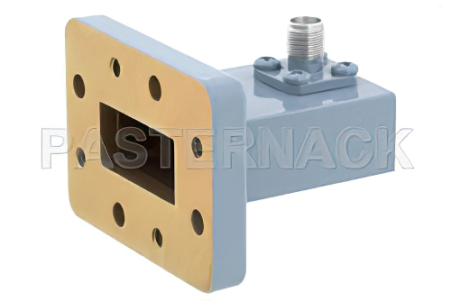 WR-90 CMR-90 Flange to SMA Female Waveguide to Coax Adapter, 8.2 GHz to 12.4 GHz, X Band, Aluminum, Paint