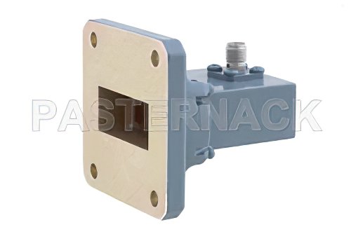 WR-112 UG-138/U Square Cover Flange to SMA Female Waveguide to Coax Adapter Operating from 7.05 GHz to 10 GHz