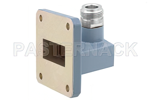 WR-112 UG-138/U Square Cover Flange to N Female Waveguide to Coax Adapter Operating from 7.05 GHz to 10 GHz