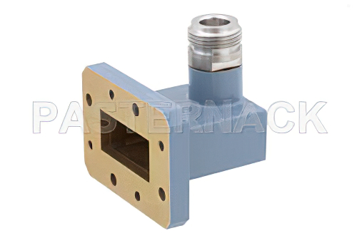WR-112 CMR-112 Flange to Type N Female Waveguide to Coax Adapter, 7.05 GHz to 10 GHz, H Band, Aluminum, Paint