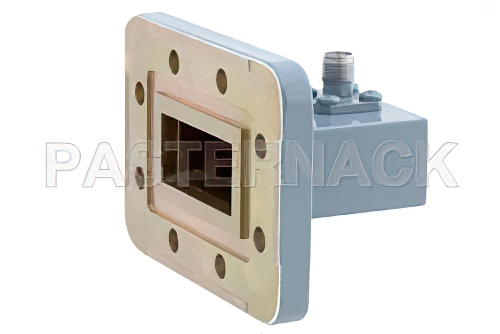 WR-112 CPR-112G Grooved Flange to SMA Female Waveguide to Coax Adapter, 7.05 GHz to 10 GHz, H Band, Aluminum, Paint
