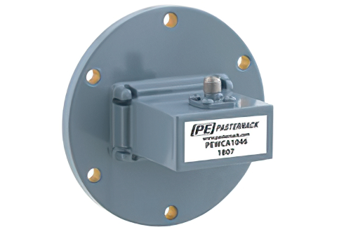 WR-137 UG-441/U Round Cover Flange to SMA Female Waveguide to Coax Adapter, 5.85 GHz to 8.2 GHz, C Band, Aluminum, Paint