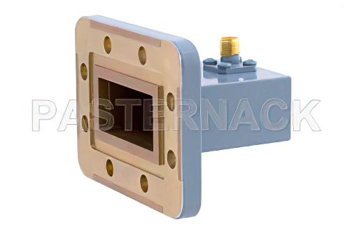 WR-137 CPR-137G Grooved Flange to SMA Female Waveguide to Coax Adapter, 5.85 GHz to 8.2 GHz, C Band, Aluminum, Paint