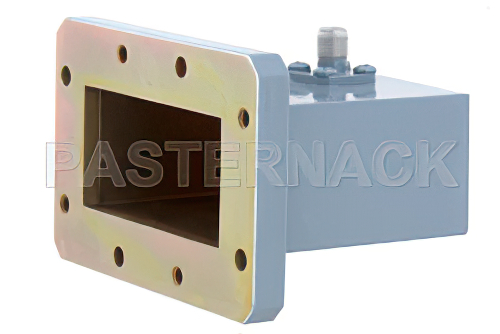 WR-187 CMR-187 Flange to SMA Female Waveguide to Coax Adapter, 3.95 GHz to 5.85 GHz, J Band, Aluminum, Paint