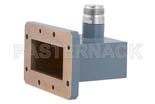WR-187 CMR-187 Flange to Type N Female Waveguide to Coax Adapter, 3.95 GHz to 5.85 GHz, J Band, Aluminum, Paint